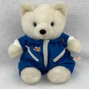 Host International VTG Teddy Bear in NASA Flight Suit Plush Stuffed Toy 10”